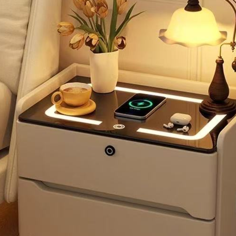 C1 smart bedside table illuminated top with wireless charging surface and touch controls, original product detail