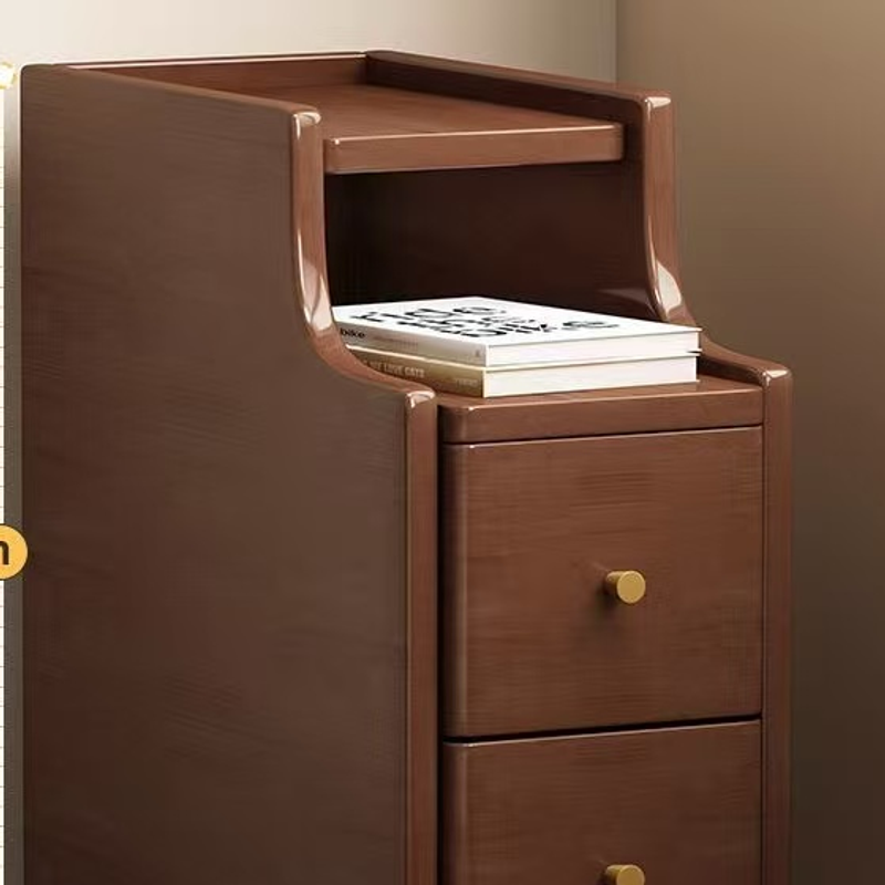 C22 wood bedside table upper shelf, tabletop and drawer detail, original product detail