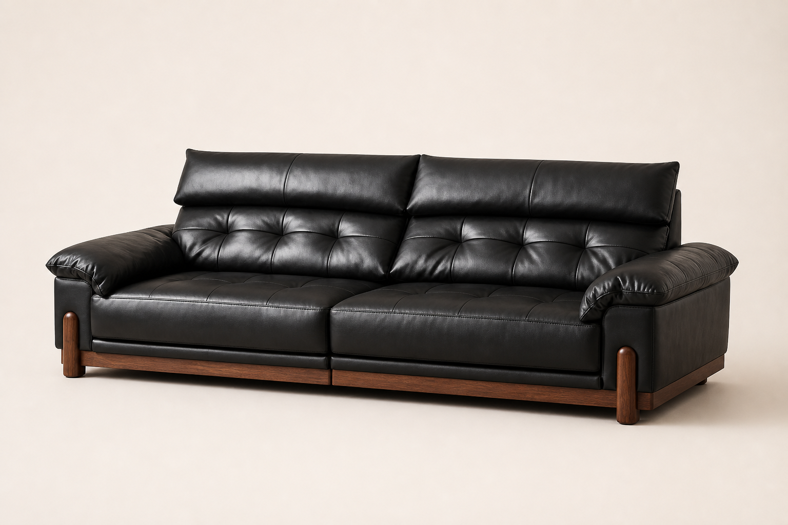 K6 Cloud Grid Sofa in warm neutral leather, three-quarter catalog view for hospitality and residential sourcing