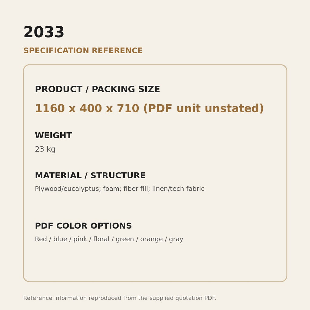 2033 Upholstered Lounge Chair - source dimensions and specification reference