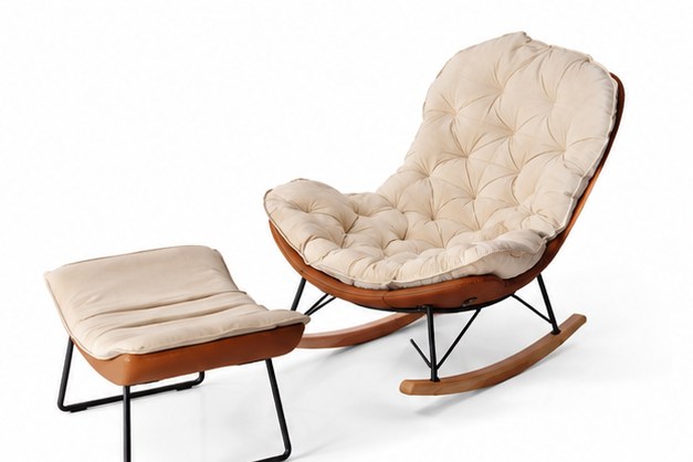 2101A Upholstered Rocking Lounge Chair - front three-quarter product view