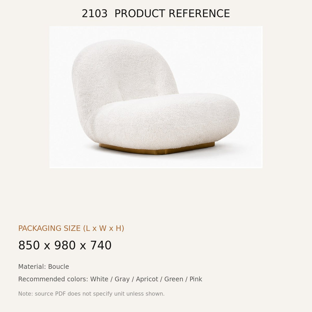 2103 Upholstered Swivel Lounge Chair - source dimensions and specification reference