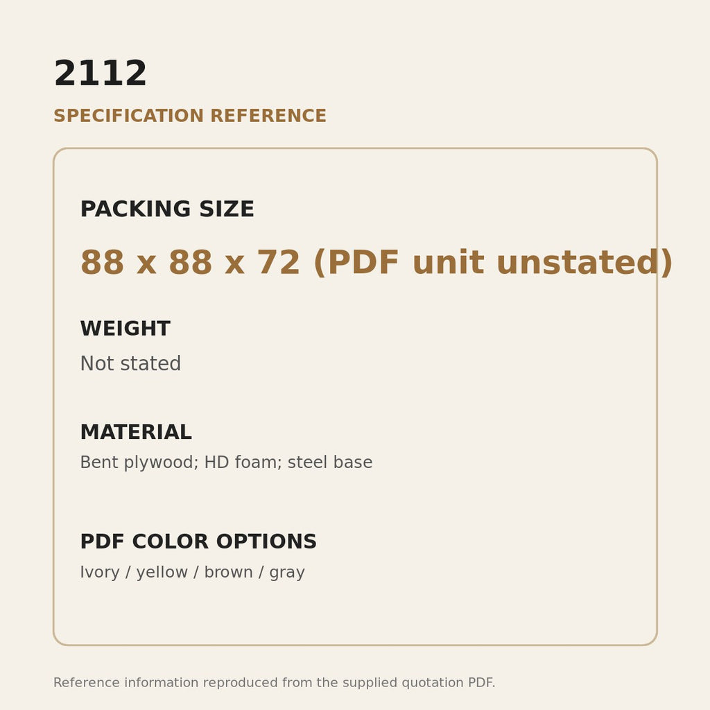 2112 Rainbow Swivel Lounge Chair - source dimensions and specification reference
