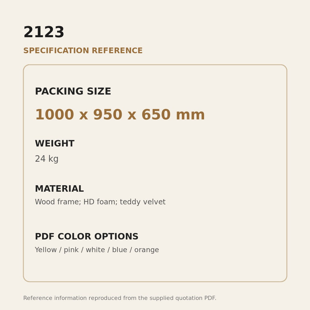 2123 Pumpkin Lounge Chair - source dimensions and specification reference