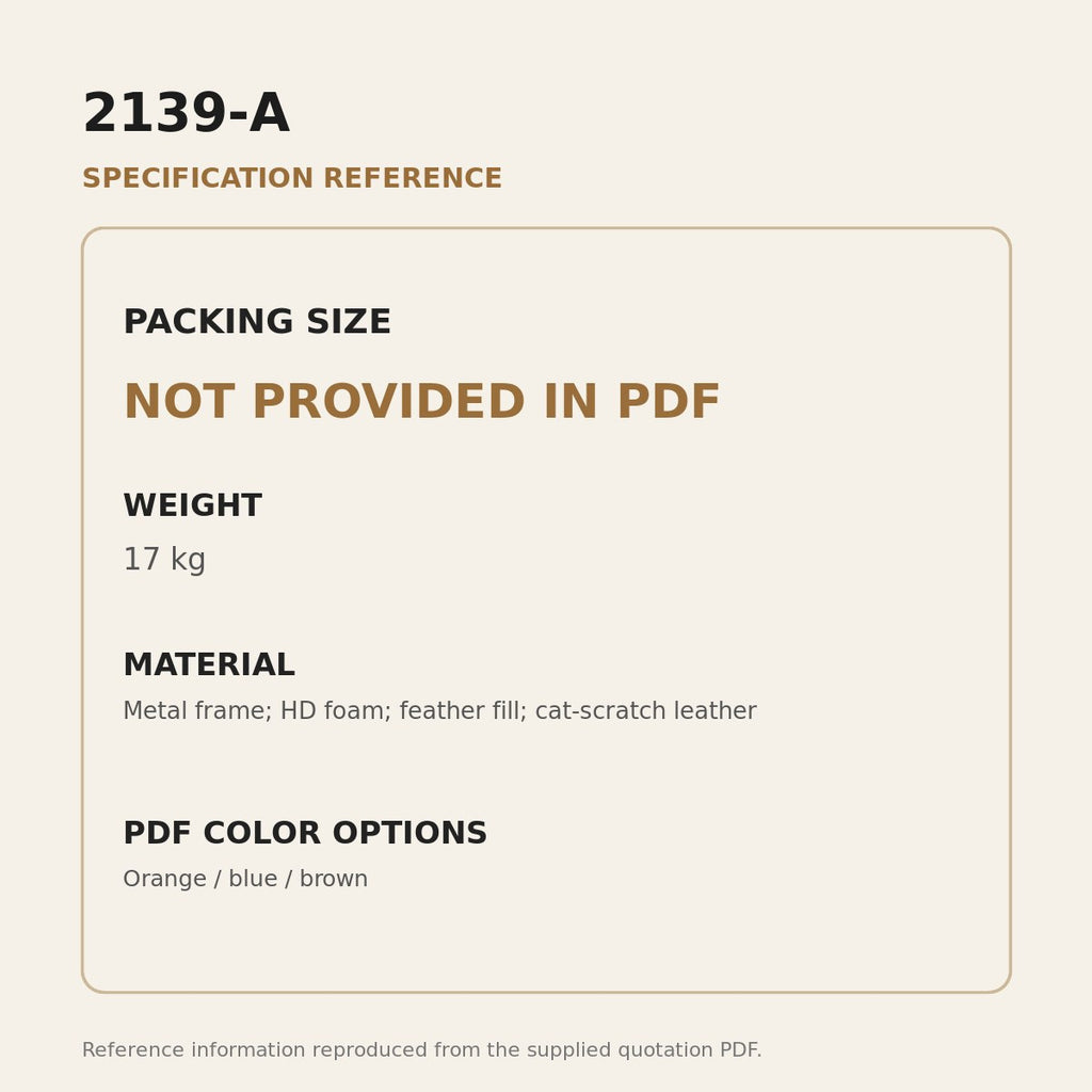 2139-A Upholstered Swivel Lounge Chair - source dimensions and specification reference