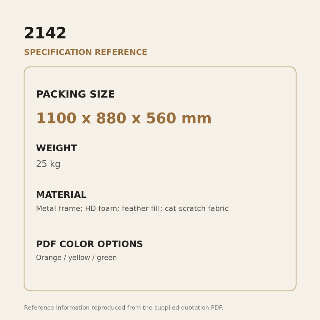 2142 Upholstered Swivel Lounge Chair - source dimensions and specification reference
