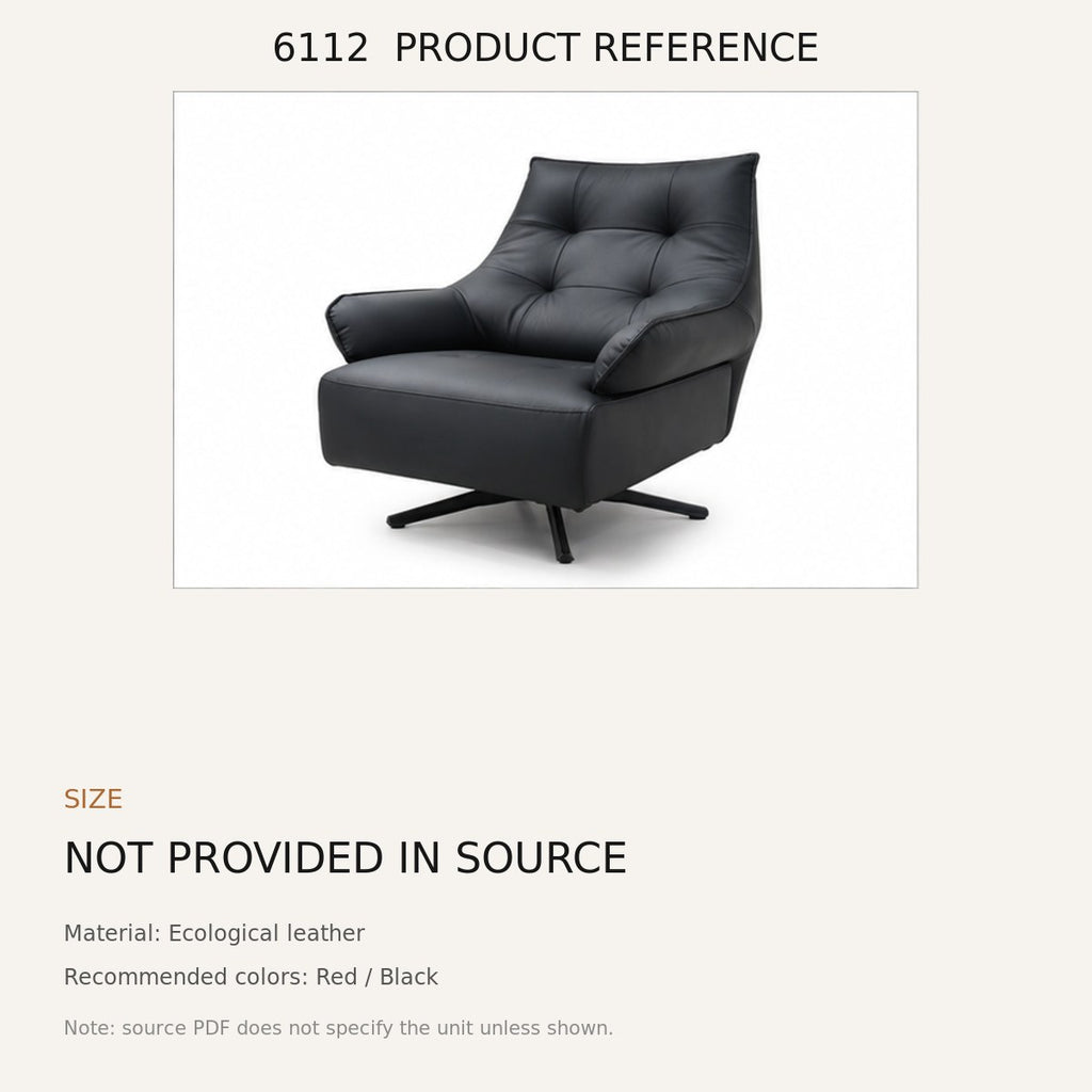 6112 Upholstered Lounge Chair - source dimensions and specification reference