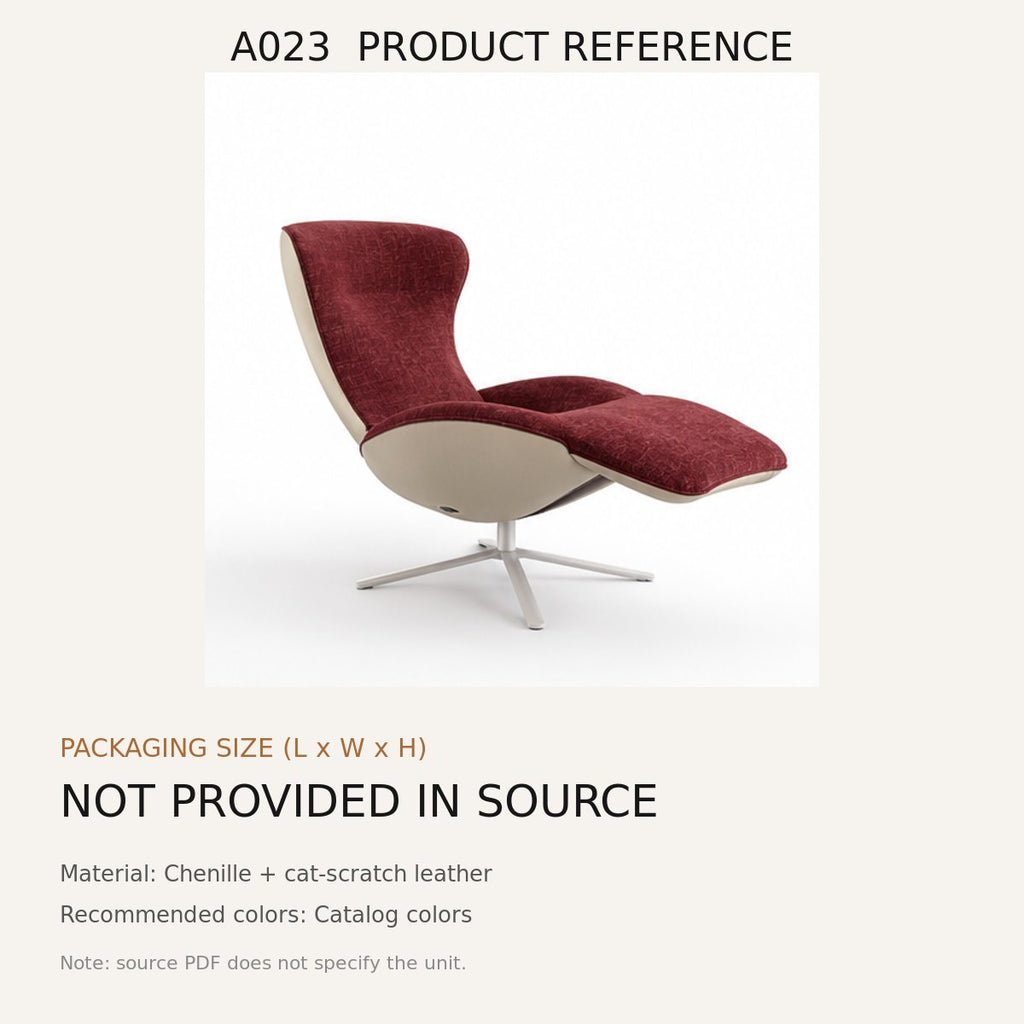 A023 Upholstered Recliner Chair - source dimensions and specification reference