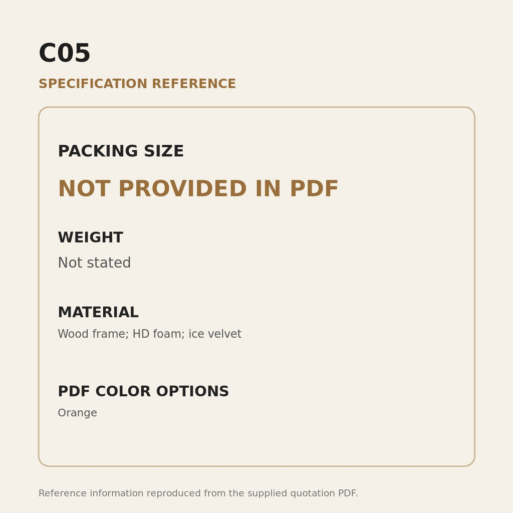 C05 Upholstered Lounge Chair - source dimensions and specification reference