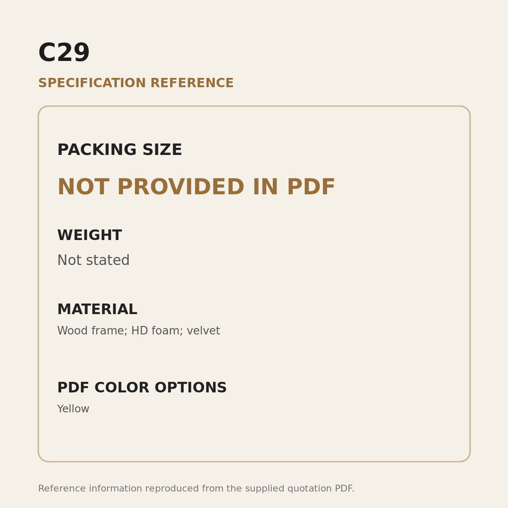 C29 Upholstered Lounge Chair - source dimensions and specification reference