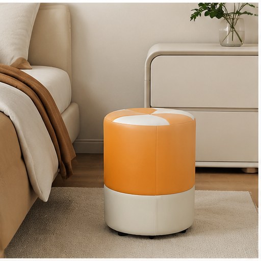 Two-Tone Upholstered Stool in a realistic lifestyle setting