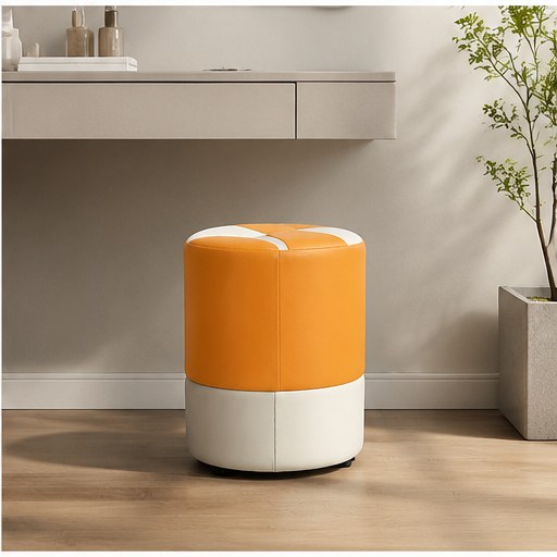 Two-Tone Upholstered Stool - interior setting