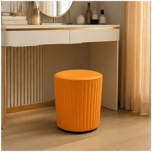 Upholstered Vanity Stool in a realistic lifestyle setting