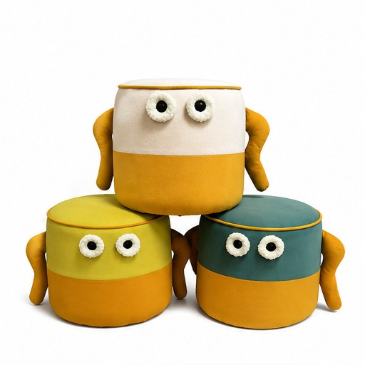 Yellow Character Kids Stool - front three-quarter product view