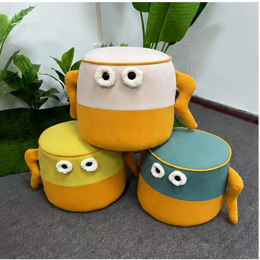 Yellow Character Kids Stool in a realistic lifestyle setting