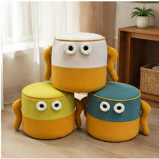 Yellow Character Kids Stool - interior setting