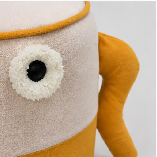 Yellow Character Kids Stool - upholstery detail