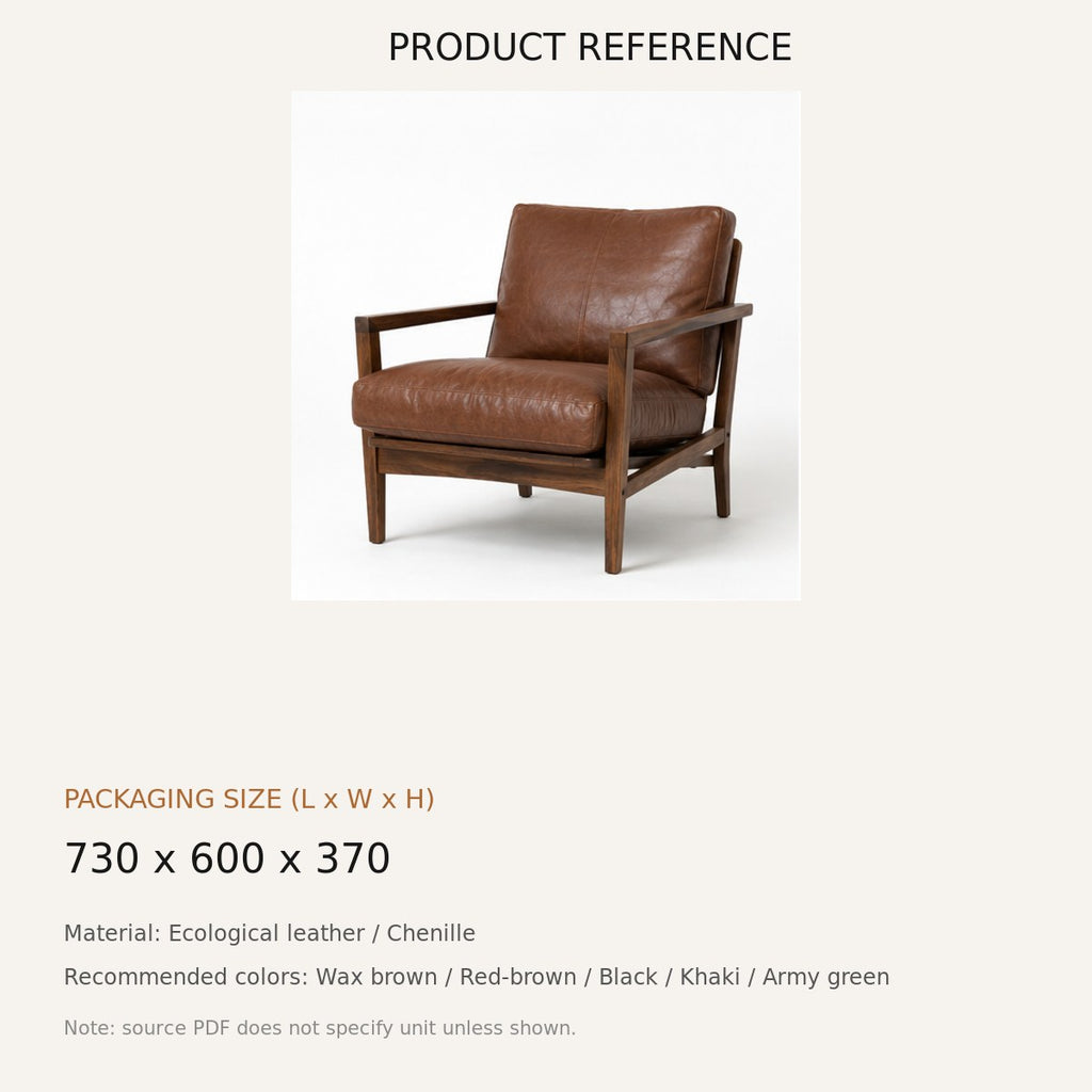 Hank Upholstered Lounge Chair - source dimensions and specification reference
