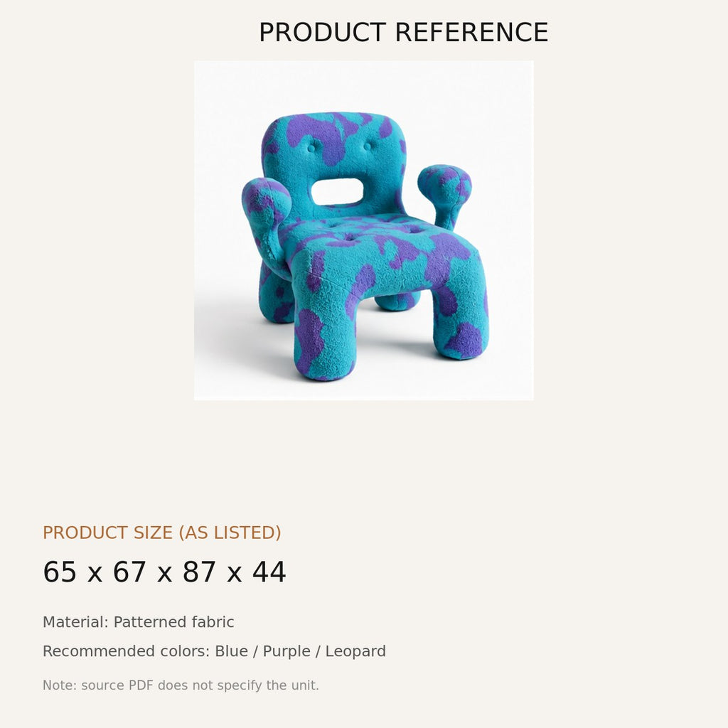 Character-Inspired Kids Chair - source dimensions and specification reference