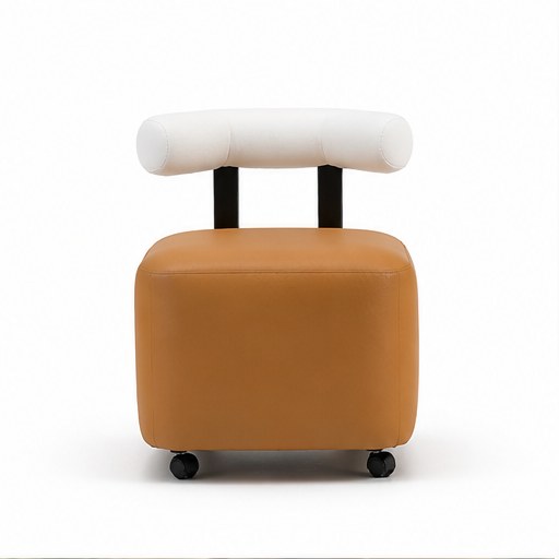 Rolling Upholstered Stool - front three-quarter product view