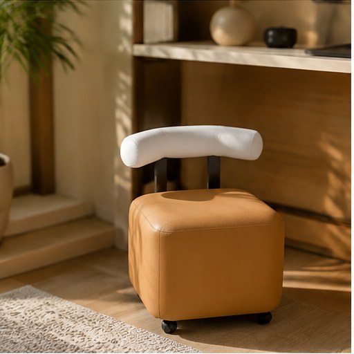 Rolling Upholstered Stool in a realistic lifestyle setting
