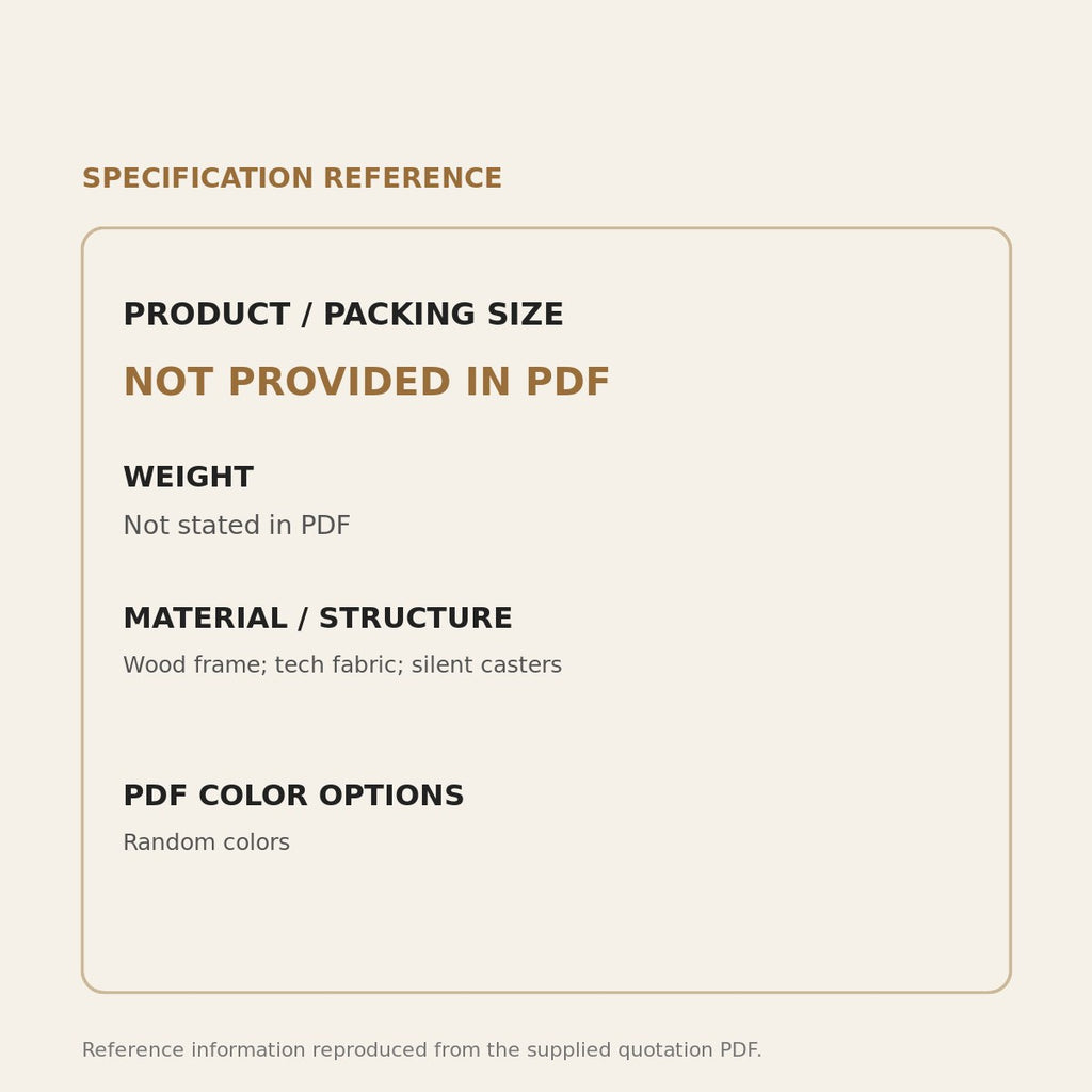 Rolling Upholstered Stool - source dimensions and specification reference