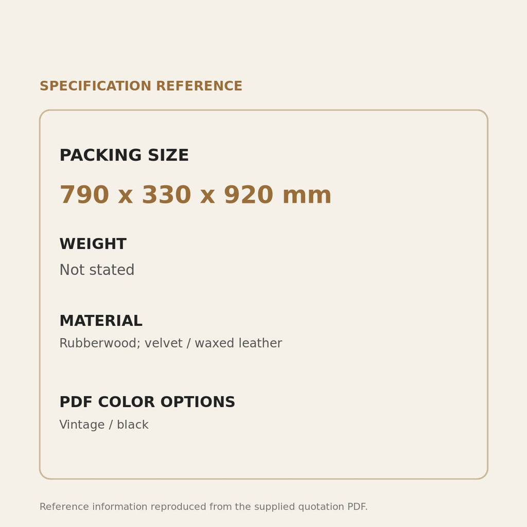 Pearl Upholstered Lounge Chair - source dimensions and specification reference