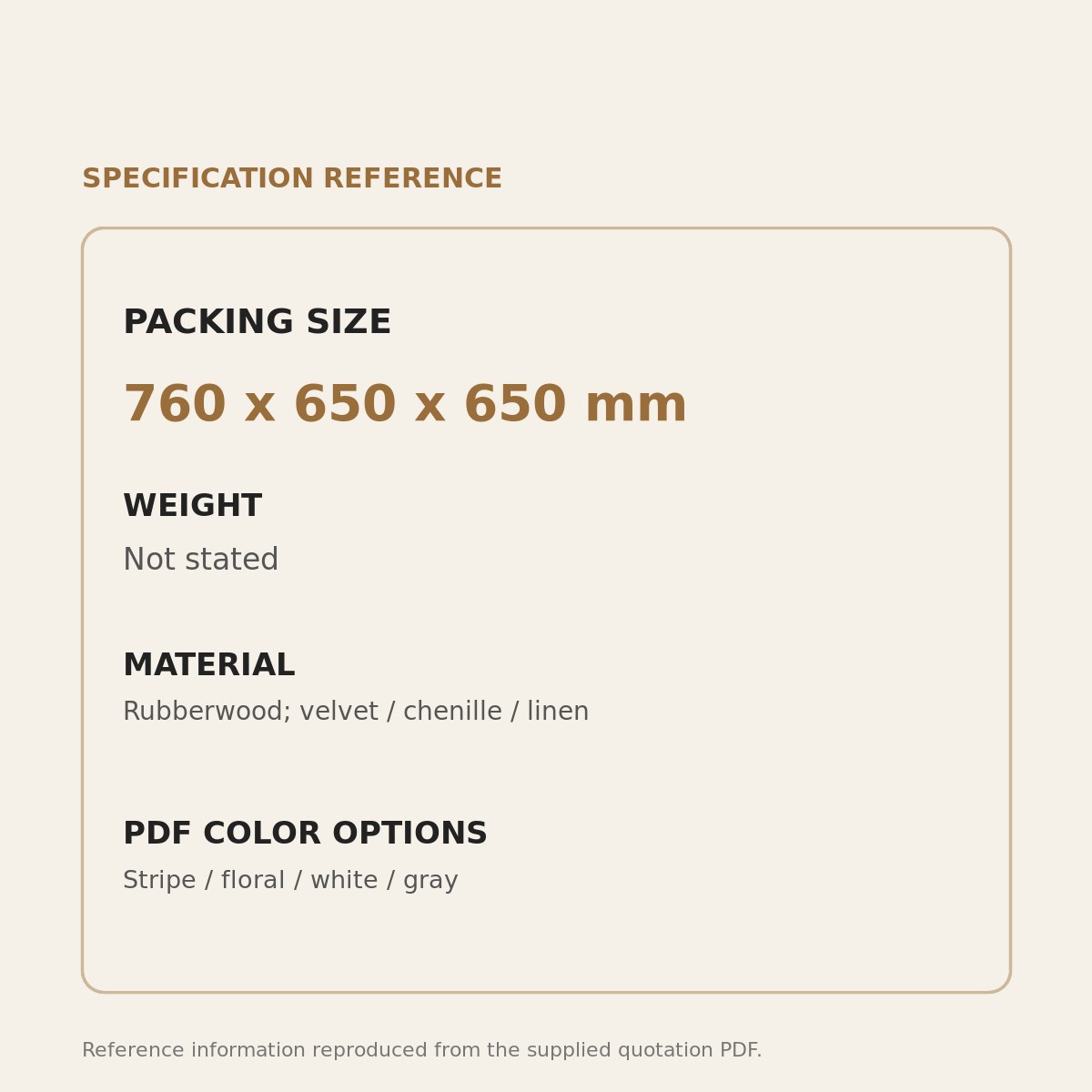 Richard Upholstered Accent Chair - source dimensions and specification reference