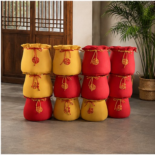 Drawstring Pouf Ottoman - interior setting