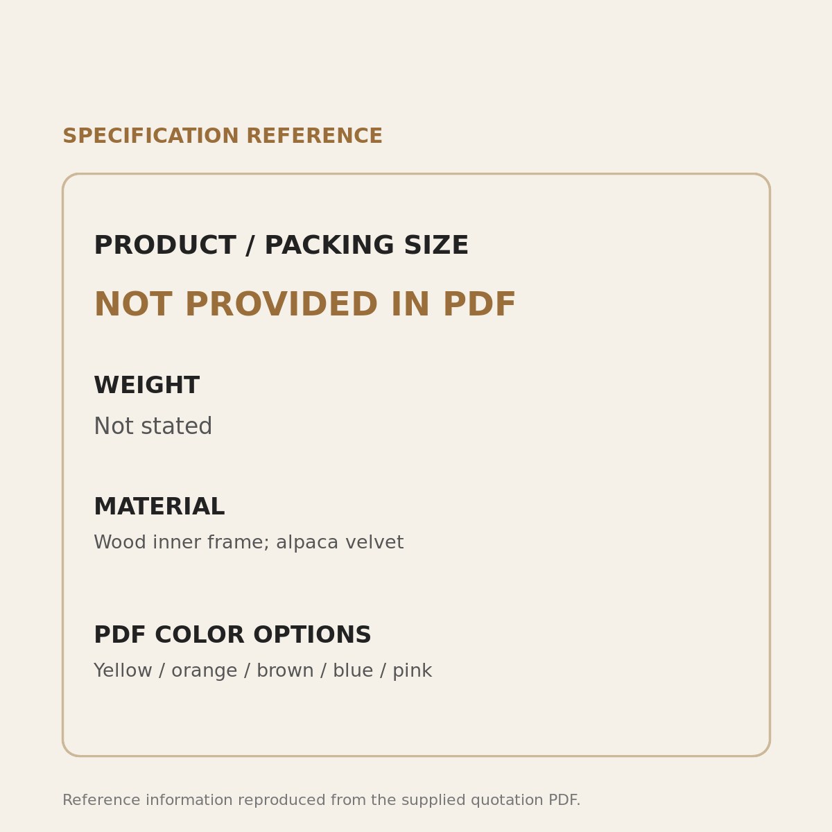 Alpaca-Shaped Kids Stool - source dimensions and specification reference
