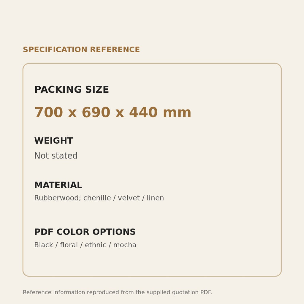 Rounded Upholstered Accent Chair - source dimensions and specification reference