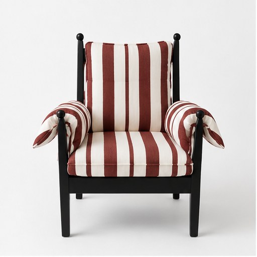 Chinoiserie Upholstered Accent Chair - front three-quarter product view