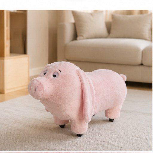 Rolling Pig-Shaped Kids Stool in a realistic lifestyle setting