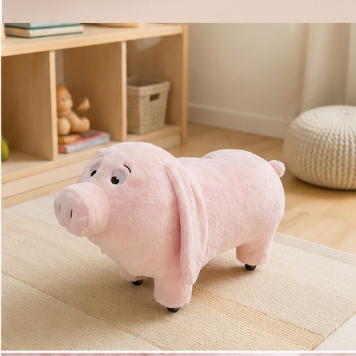 Rolling Pig-Shaped Kids Stool - interior setting