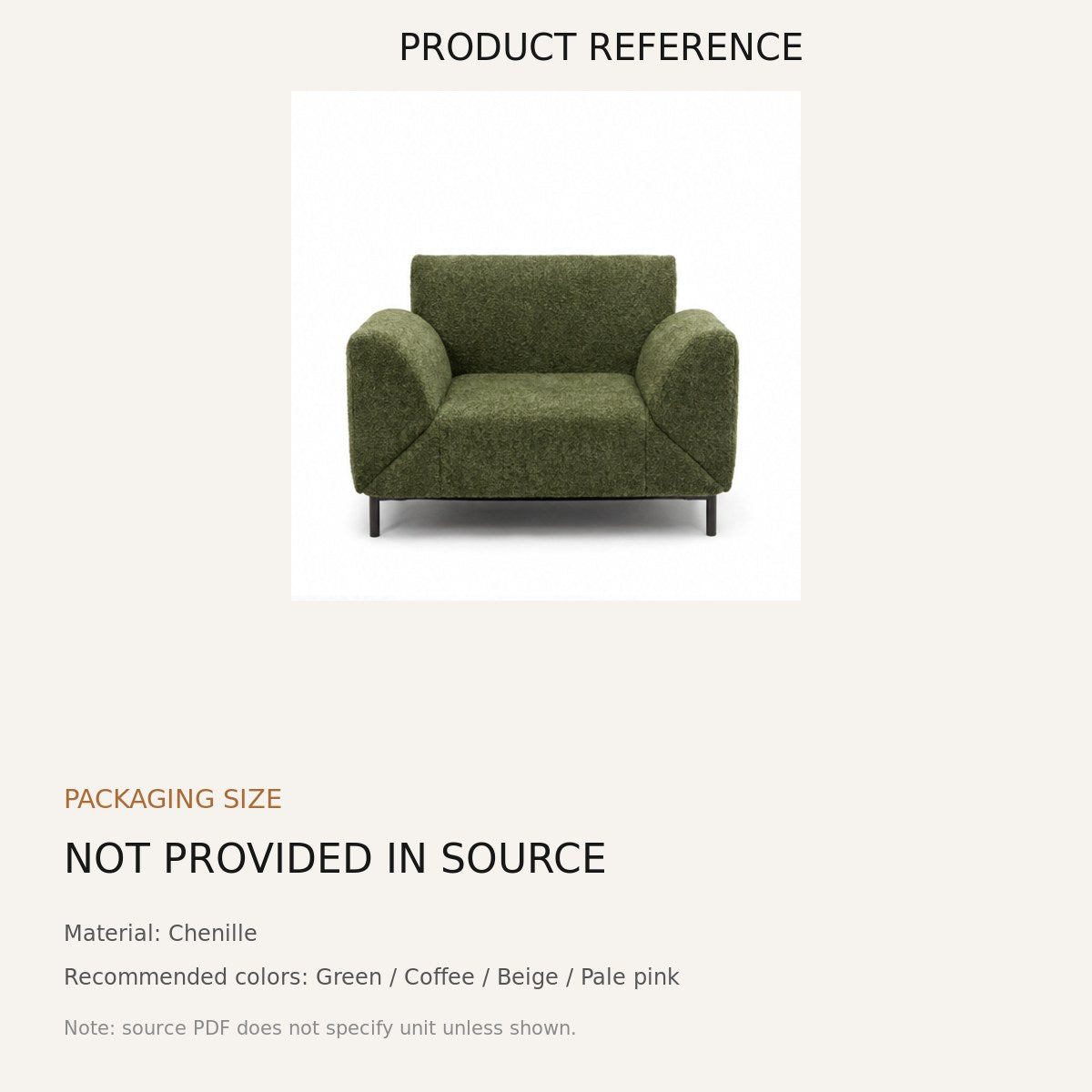 Compact Wing Sofa - source dimensions and specification reference