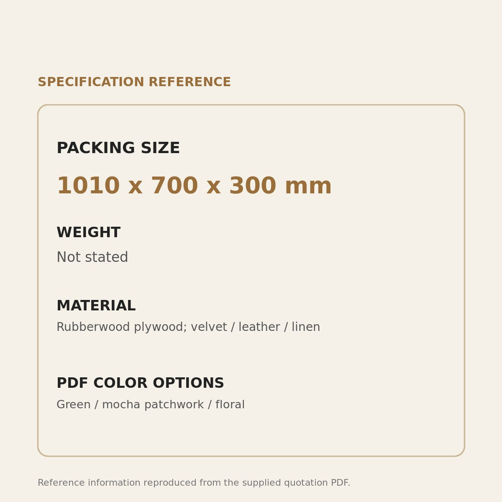 Bird Upholstered Accent Chair - source dimensions and specification reference